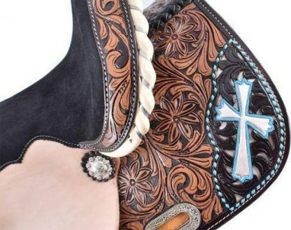13  Barrel Style Saddle With Hand Painted Cross Design - Image 2
