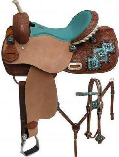 14", 15", 16" Arctic Aztec print barrel style saddle set