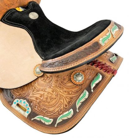 14", 15",16" Barrel Style Saddle with Barrel Racer Conchos - Image 2