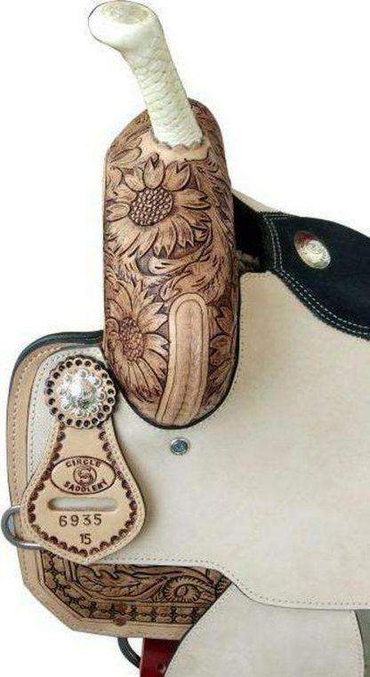 14", 15", 16" Barrel saddle set with sunflower tooling - Image 3