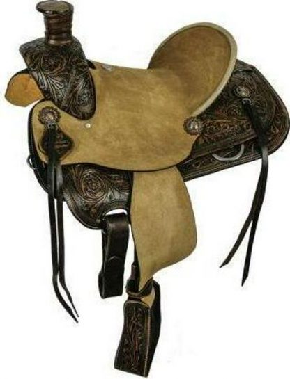 14 , 15  Hard Seat Roper Style Saddle