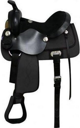 14  Black Nylon Cordura Saddle With Suede Leather Seat And Leather Jockeys