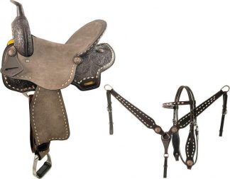 15 , 16  Barrel Style Saddle Set With Floral Tooled Skirts
