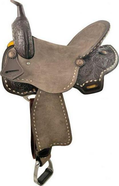 15 , 16  Barrel Style Saddle Set With Floral Tooled Skirts - Image 2