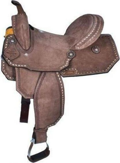 15  Chocolate Brown Roughout Barrel Style Saddle