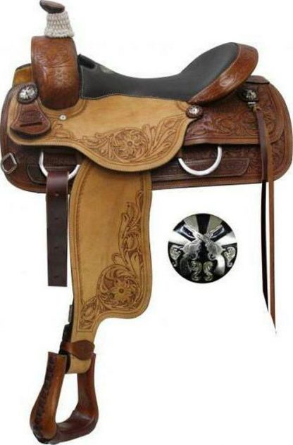 16 , 17  Roper Style Saddle With Cross Guns Conchos