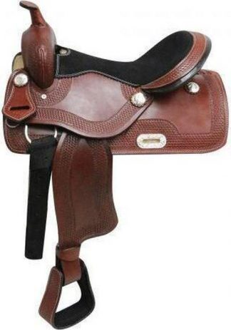 16" Economy Style Western Saddle With Basket Weave Tooling