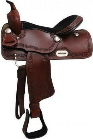 16  Economy Style Western Saddle With Filigree Tooled Accents