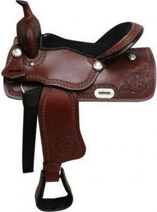 16" Economy style western saddle with floral tooling