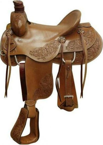 Western Saddle 16" inch Roper Floral Tooled Leather Roping Tooling