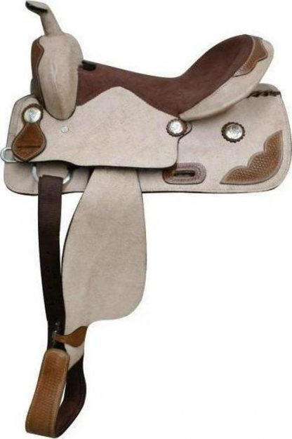 16  Rough Out Leather Saddle With Tooled Leather Accents