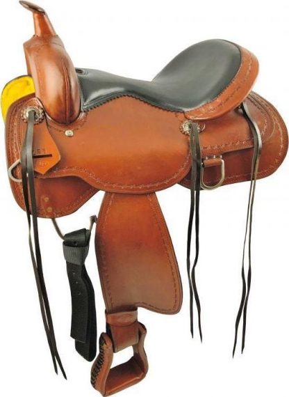 16" Trail Saddle with barbwire trim.