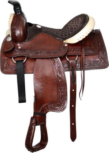 16  Roper Style Saddle With Silver Laced Rawhide Cantle And Pommel