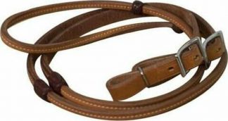 8ft Argentina Cow Leather Reins With Burgundy Braided Rawhide Accents.