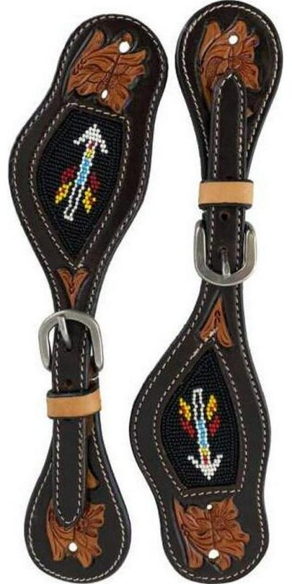 Beaded Arrow design 4 Piece  Argentina Leather Headstall and Breastcollar Set - Image 2