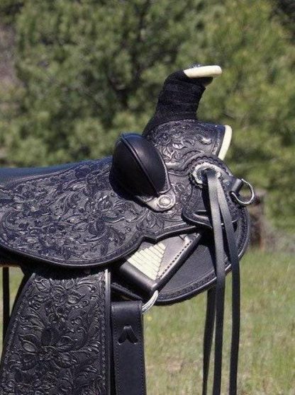 Full Carved And Tooled Western Hot Seat Leather Horse Pleasure Trail Saddle Collection Head Stall Brest Collar And Reins Included /Free Ship - Image 9