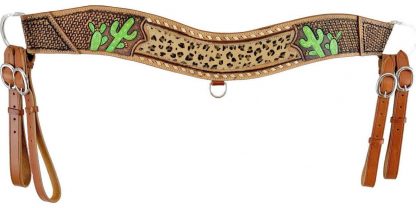 Hand Painted Cactus Tripping Collar With Hair On Cheetah Inlay