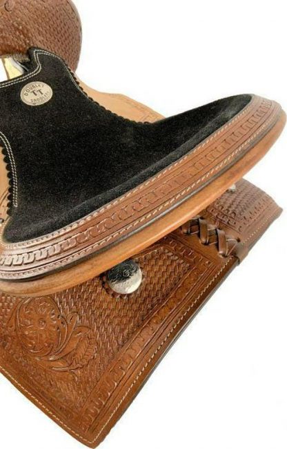 Kids Saddle Sale 20% Off 13  Youth Hi-Back Barrel Saddle Set With Black Suede Seat - Image 3