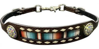 Leather Serape Print Wither Strap With White Buckstitch Trim