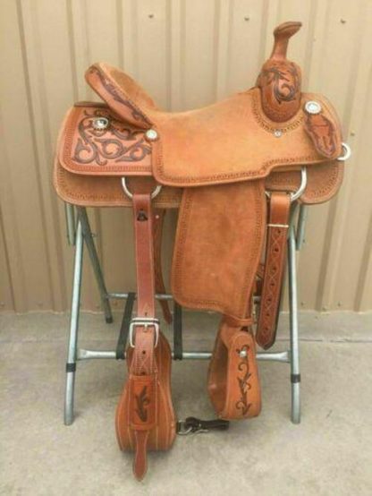 Natural Leather Western Saddle, Roper Ranch Horse Saddle Size 14To 18 Inch - Image 2