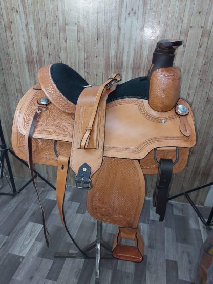 Roping Roper Sale 20% Off 19 Inch Hand Crafted Ranch Western Horse Saddle - Light Tan Leather - Tooled