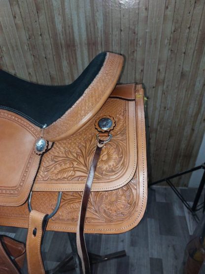 Roping Roper Sale 20% Off 19 Inch Hand Crafted Ranch Western Horse Saddle - Light Tan Leather - Tooled - Image 4