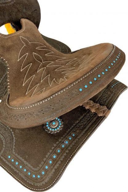Sale 20% Off 12  Barrel Style Saddle With Teal Buckstitch Accents - Image 2