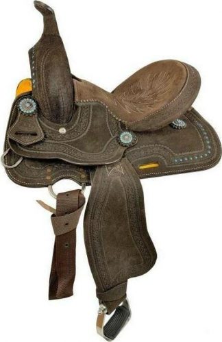 Sale 20% Off 12  Barrel Style Saddle With Teal Buckstitch Accents