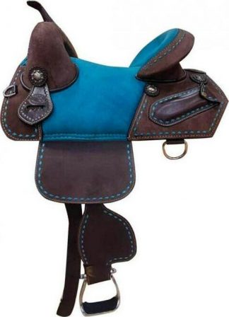 Sale 20% Off 15  Or 16  Treeless Saddle With Turquoise Colored Padded Seat And Buckstitch Trim