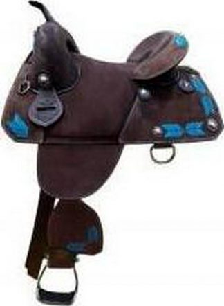 Sale 20% Off 15  Or 16  Treeless Saddle Dark Brown Roughout Saddle With Turquoise Buckstitch Design