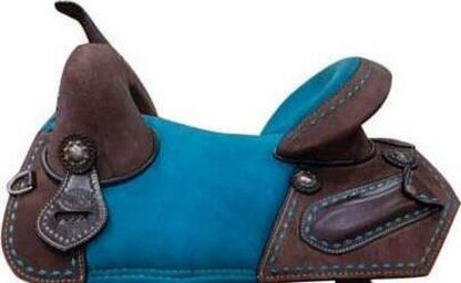 Sale 20% Off 15  Or 16  Treeless Saddle With Turquoise Colored Padded Seat And Buckstitch Trim - Image 3