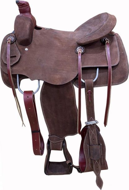 Sale 20% Off 16" 17" Roping Saddle Western - All Dark Oiled Roughout Leather - Image 4