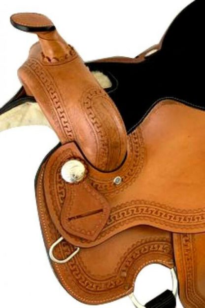 Sale 20% Off 16  Economy Style Saddle With Smooth Finish And Zig Zag Tooled Border - Image 2