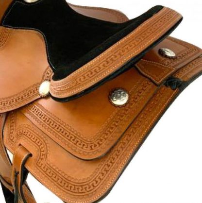 Sale 20% Off 16  Economy Style Saddle With Smooth Finish And Zig Zag Tooled Border - Image 3