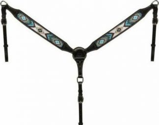Sale 20% Off 1.75  Wide Dark Chocolate Argentina Cow Leather Breast Collar With Beaded Inlay.