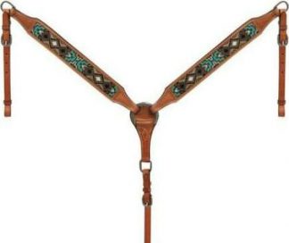Sale 20% Off 1.75  Wide Medium Argentina Cow Leather Breast Collar With Beaded Inlay.