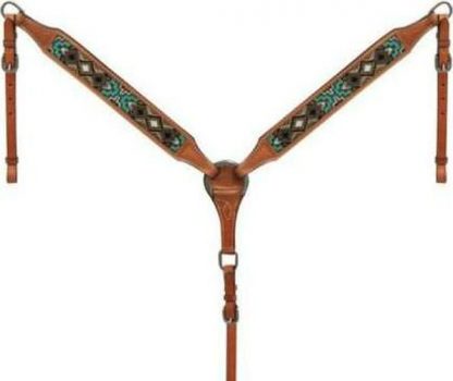 Sale 20% Off 1.75  Wide Medium Argentina Cow Leather Breast Collar With Beaded Inlay.