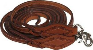 Sale 20% Off 5/8  X 8ft Argentina Cow Leather Barbed Wire Tooled Split Reins With Scissor Snap Ends.