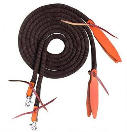 Sale 20% Off 8ft Round Braided Nylon Split Reins With Leather Poppers. - Image 3