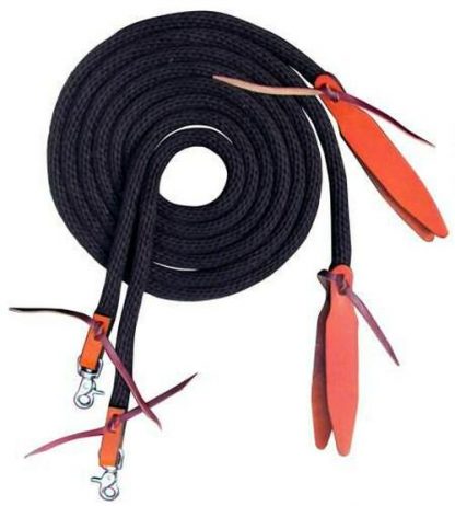Sale 20% Off 8ft Round Braided Nylon Split Reins With Leather Poppers. - Image 2