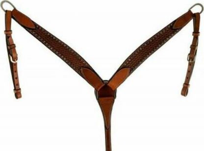 Argentina cow leather basket tooled breastcollar