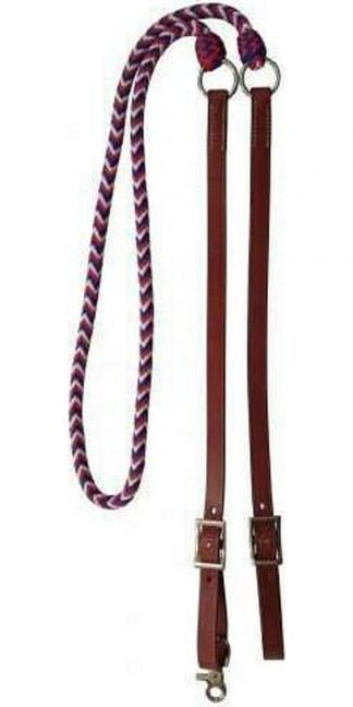 Sale 20% Off Braided Red, White, And Blue Nylon And Leather Contest Reins.