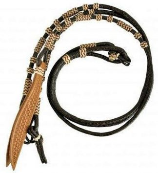 Sale 20% Off Braided Dark Brown Rawhide Romal Reins With Leather Popper.