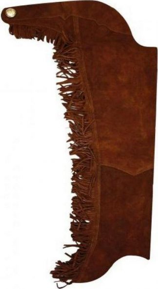 Sale 20% Off Custom Hand Made Chaps - BROWN Suede Leather + Fringes - Engraved Concho - New