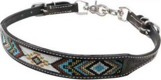 Sale 20% Off Dark Chocolate Argentina Cow Leather Wither Strap With Beaded Inlay.