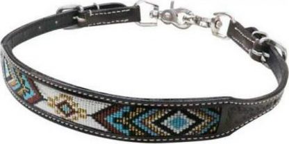 Sale 20% Off Dark Chocolate Argentina Cow Leather Wither Strap With Beaded Inlay.