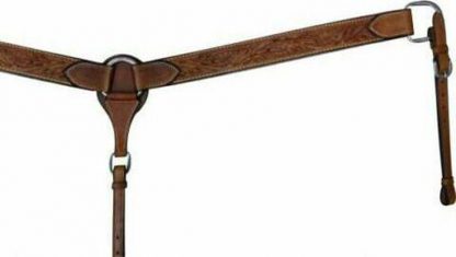 Sale 20% Off Double Stitched Leather Breastcollar With Floral Tooling.