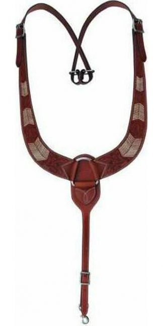 Sale 20% Off Floral Tooled Leather Pulling Collar With Rawhide Buckstitch Inlays.