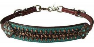 Sale 20% Off Gold Metallic Cheetah Print Wither Strap With Teal Accent And Beading.