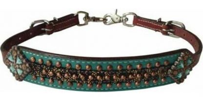 Sale 20% Off Gold Metallic Cheetah Print Wither Strap With Teal Accent And Beading.